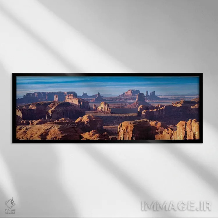 تابلو دکوراتیو طلوع خورشید در هانتس مسا پارک قبیله ای ناواهو II اثر سوزانه کرمر - نمای قابدار مشکی