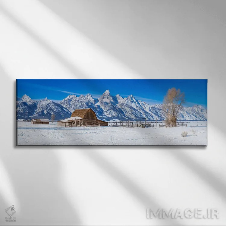 تابلو دکوراتیو نمای زمستانی پانورامای گرند تتون اثر سوزانه کرمر - نمای روبهرو روی دیوار