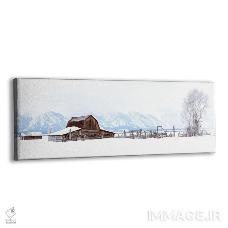 تابلو دکوراتیو پانورامای چشم انداز زمستانی سفید وایومینگ اثر سوزانه کرمر - نمای پرسپکتیو محصول