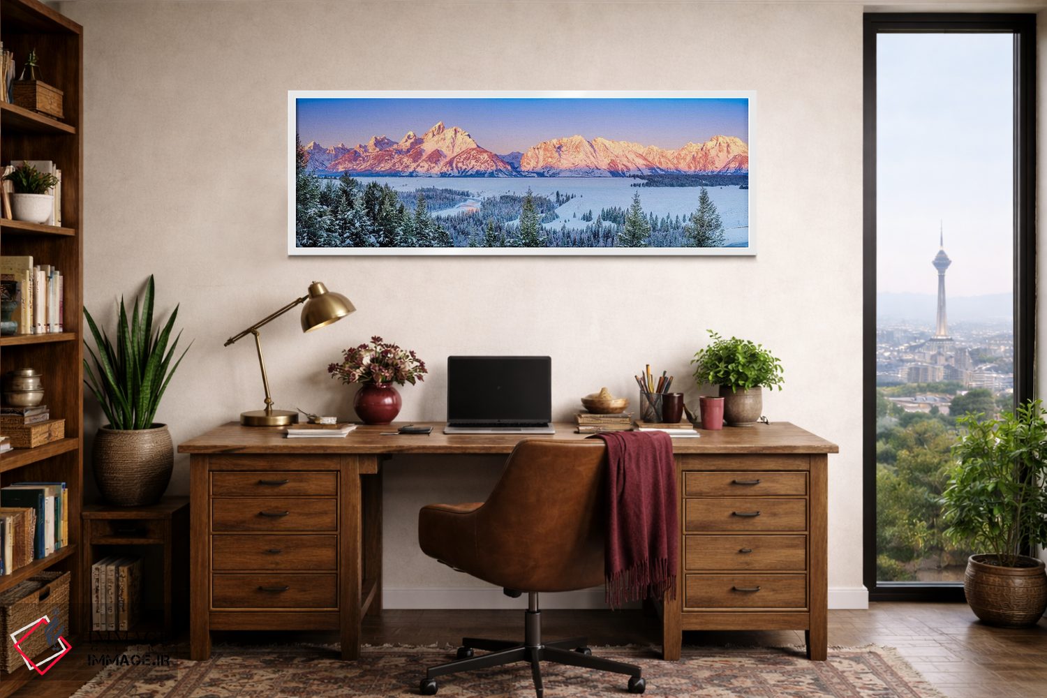 تابلو دکوراتیو درخشش طلوع در کوه های گرند تتون اثر سوزانه کرمر - D1W