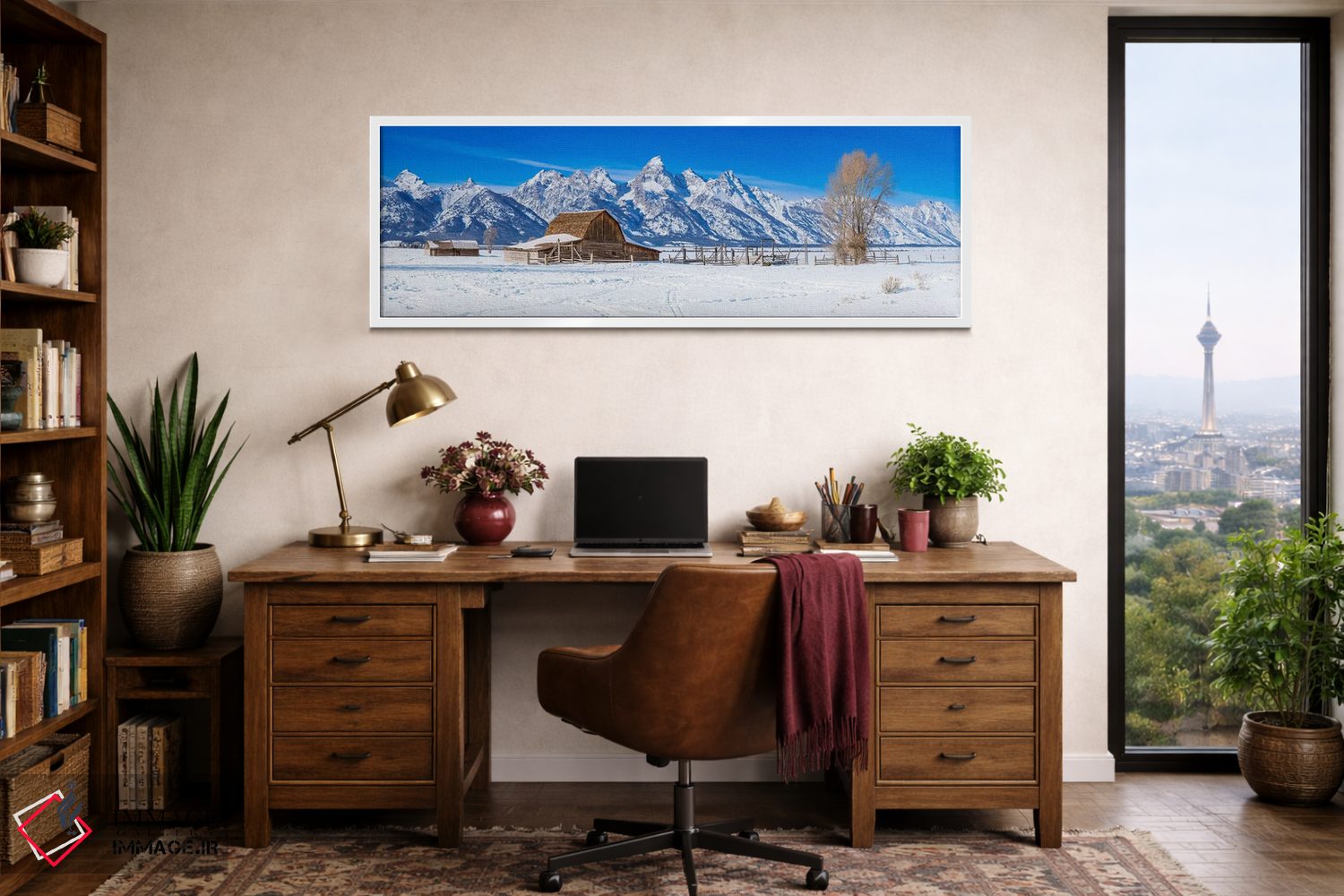 تابلو دکوراتیو نمای زمستانی پانورامای گرند تتون اثر سوزانه کرمر - D1W