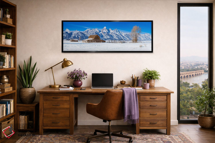 تابلو دکوراتیو نمای زمستانی پانورامای گرند تتون اثر سوزانه کرمر - D2B