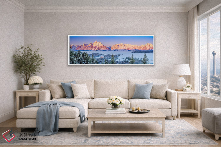 تابلو دکوراتیو درخشش طلوع در کوه های گرند تتون اثر سوزانه کرمر - D4W