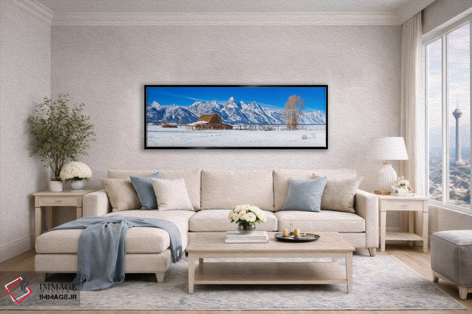 تابلو دکوراتیو نمای زمستانی پانورامای گرند تتون اثر سوزانه کرمر - D5B