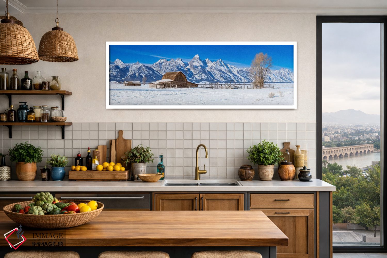 تابلو دکوراتیو نمای زمستانی پانورامای گرند تتون اثر سوزانه کرمر - D4W