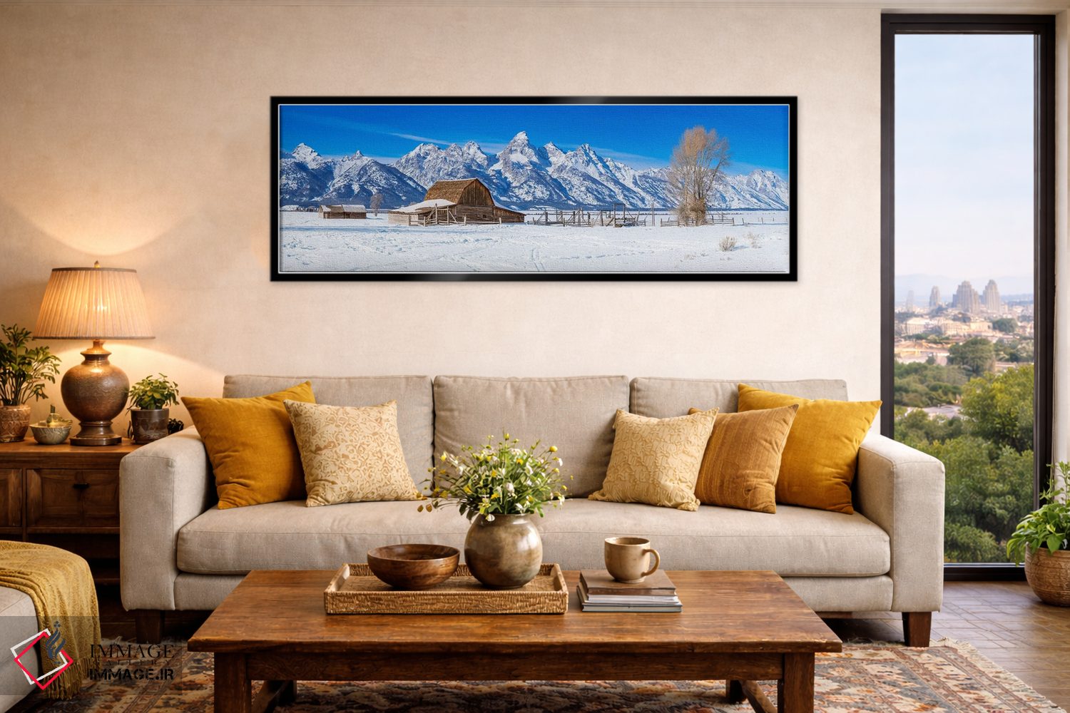 تابلو دکوراتیو نمای زمستانی پانورامای گرند تتون اثر سوزانه کرمر - D6B