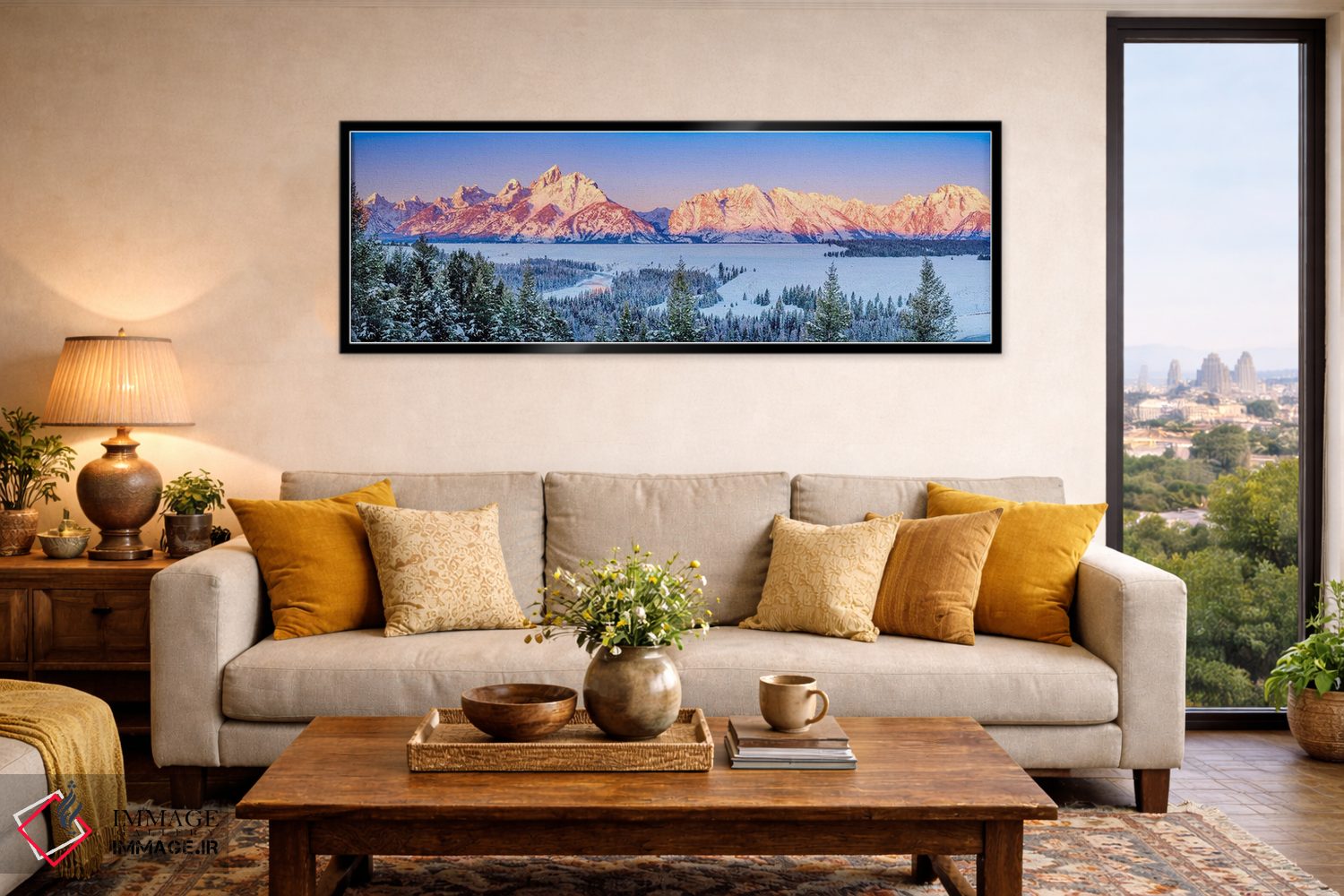 تابلو دکوراتیو درخشش طلوع در کوه های گرند تتون اثر سوزانه کرمر - D6B