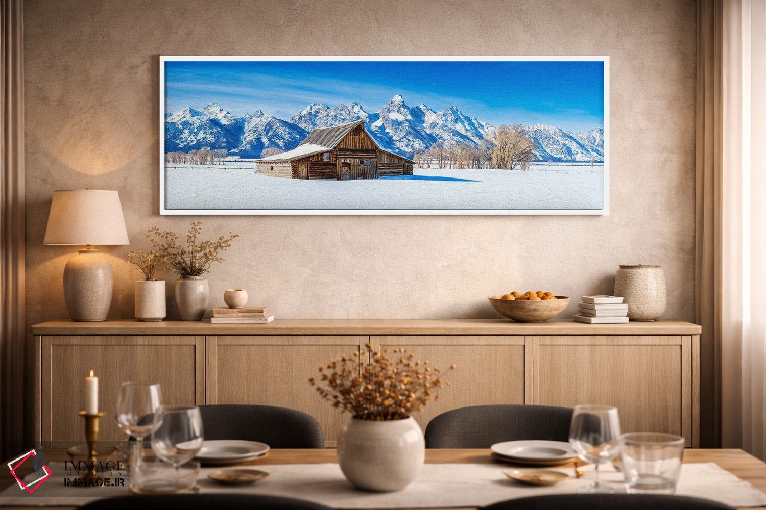 تابلو دکوراتیو نمای زمستانی پانورامای انبار گرند تتون ها اثر سوزانه کرمر - D2W