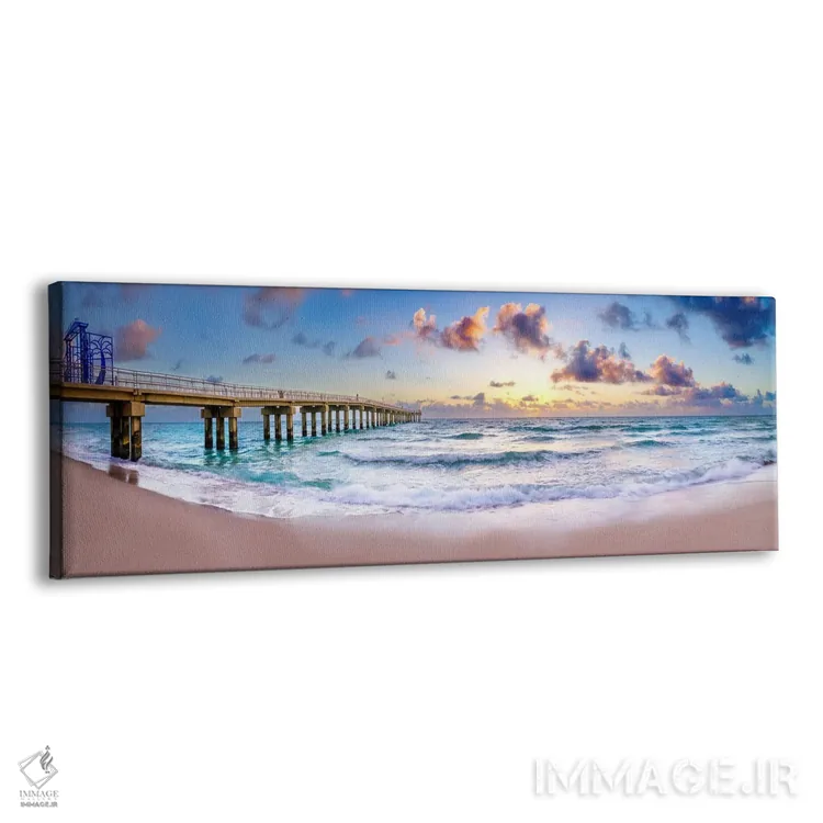 تابلو دکوراتیو پانورامای طلوع خورشید در اسکله نیوپورت اثر سوزانه کرمر - نمای پرسپکتیو محصول