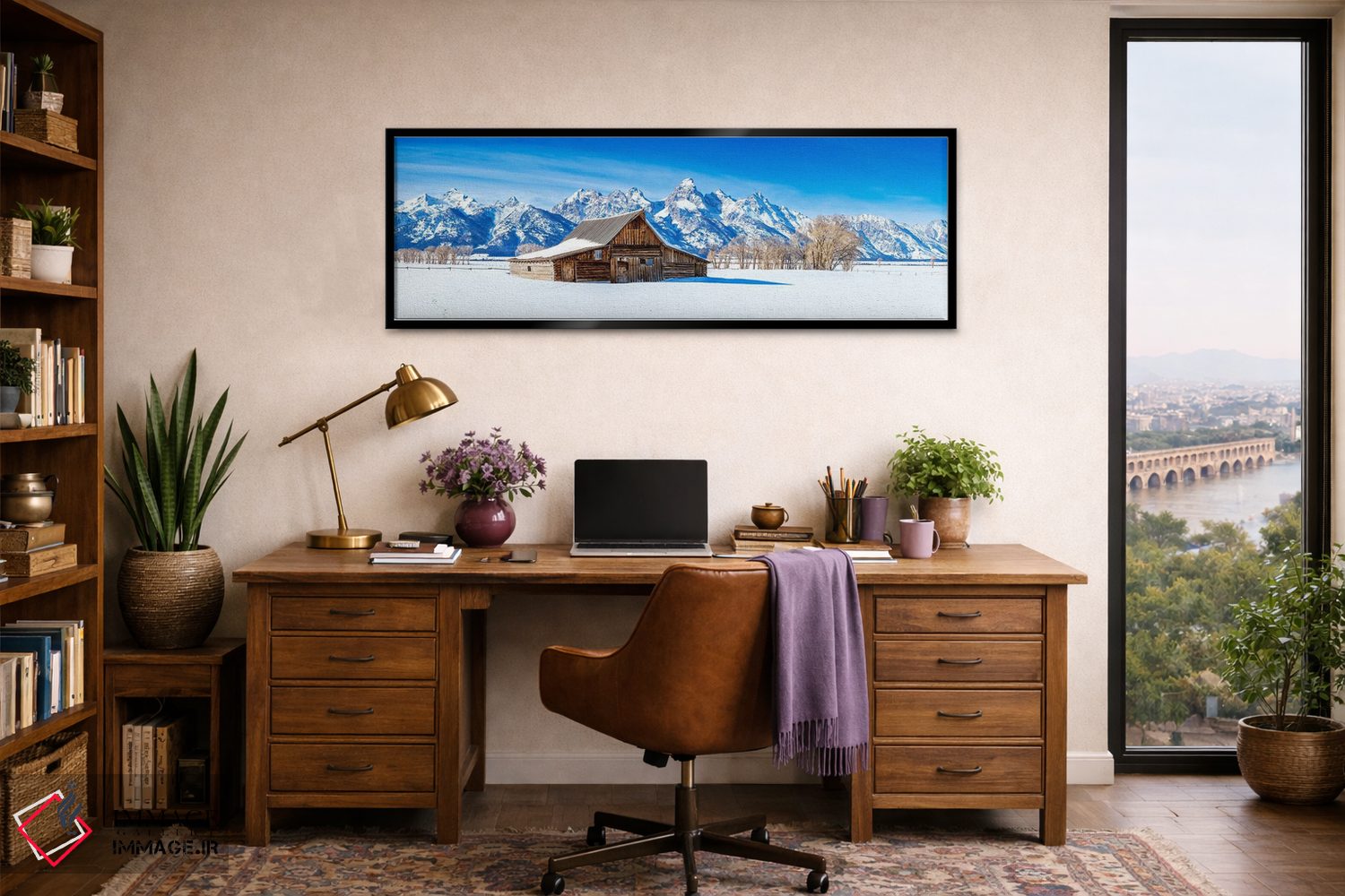 تابلو دکوراتیو نمای زمستانی پانورامای انبار گرند تتون ها اثر سوزانه کرمر - D3B