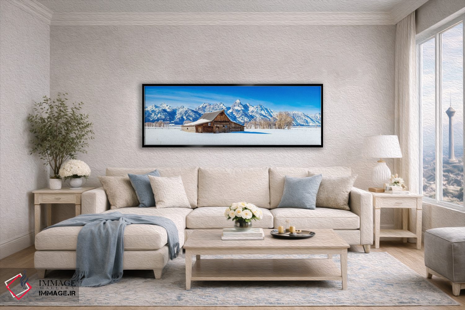 تابلو دکوراتیو نمای زمستانی پانورامای انبار گرند تتون ها اثر سوزانه کرمر - D5B