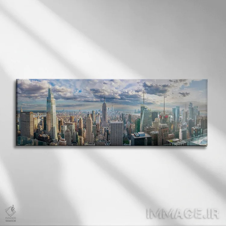 تابلو دکوراتیو پانورامای بزرگ ساختمان امپایر استیت اثر سوزانه کرمر - نمای روبهرو روی دیوار