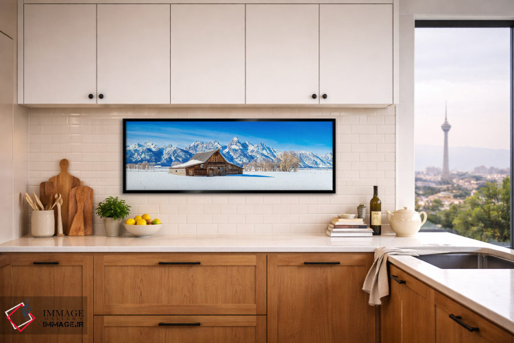 تابلو دکوراتیو نمای زمستانی پانورامای انبار گرند تتون ها اثر سوزانه کرمر - D6B