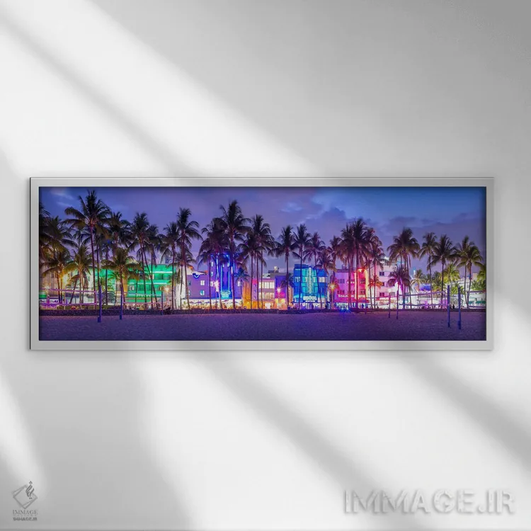 تابلو دکوراتیو به میامی خوش آمدید اثر سوزانه کرمر - نمای قابدار سفید