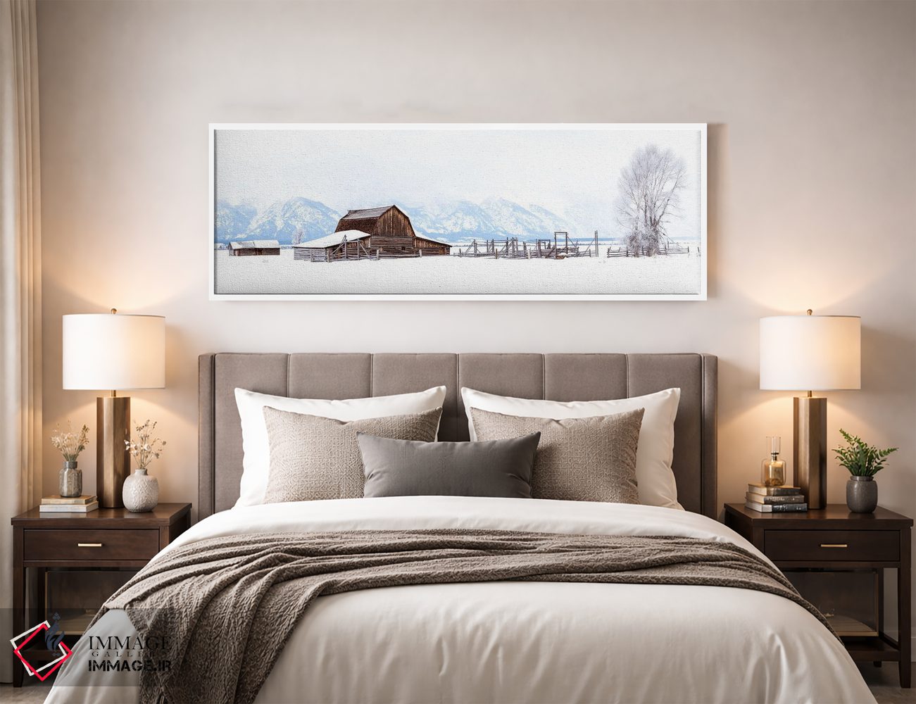 تابلو دکوراتیو پانورامای چشم انداز زمستانی سفید وایومینگ اثر سوزانه کرمر - D3W