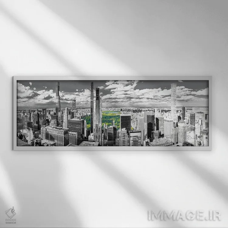 تابلو دکوراتیو هارمونی شهر نیویورک اثر سوزانه کرمر - نمای قابدار سفید
