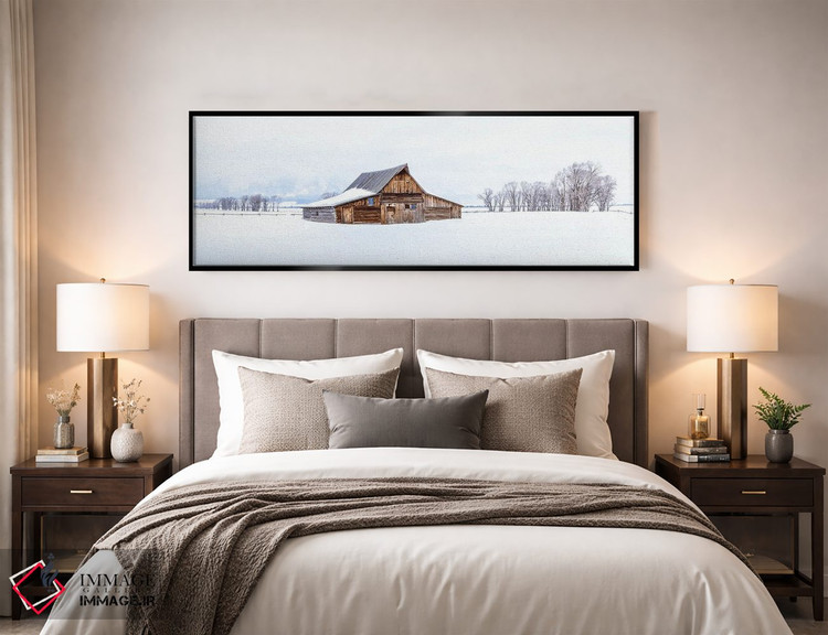 تابلو دکوراتیو انبار چوبی برف گیر در زمستان اثر سوزانه کرمر - D6B