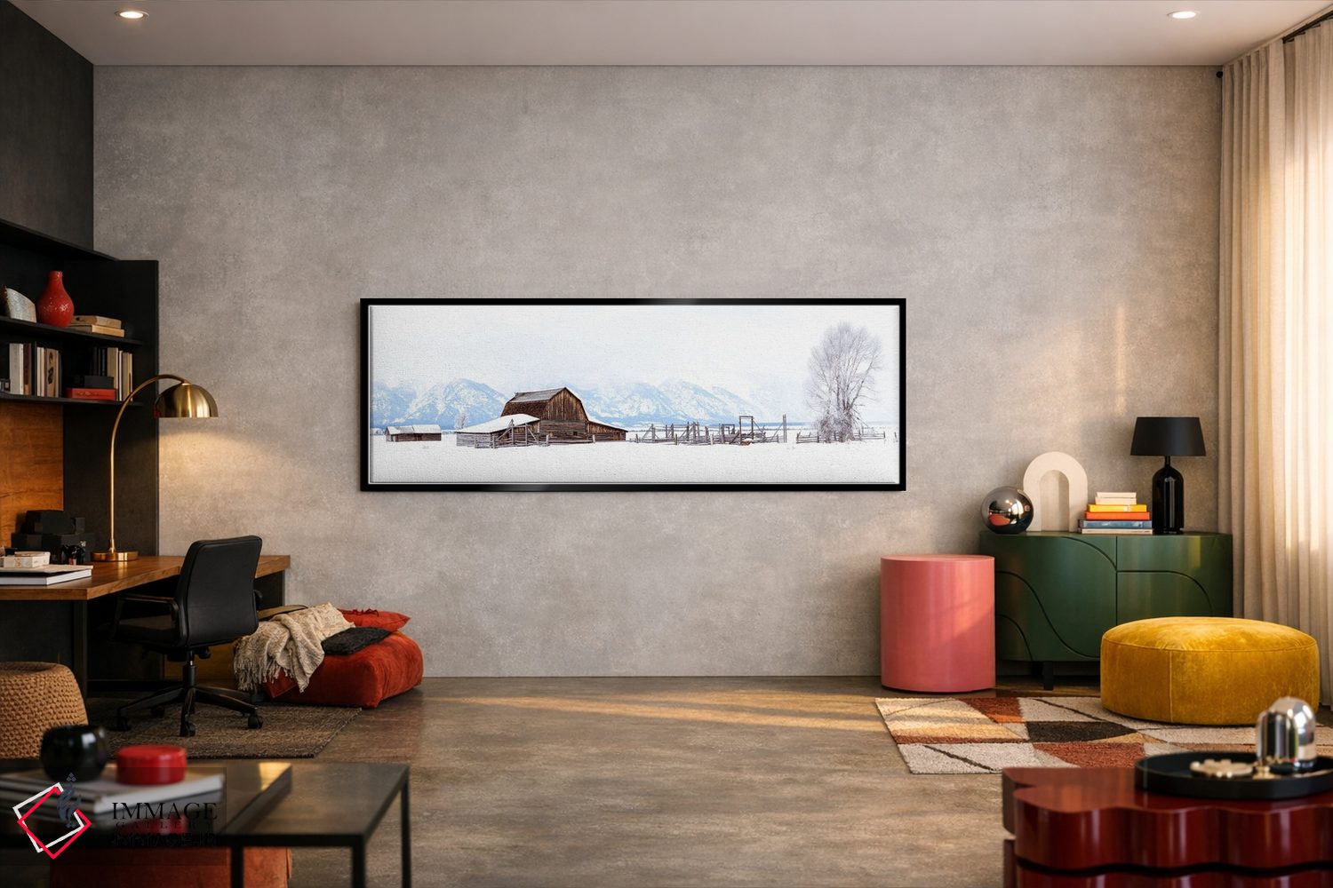 تابلو دکوراتیو پانورامای چشم انداز زمستانی سفید وایومینگ اثر سوزانه کرمر - D6B