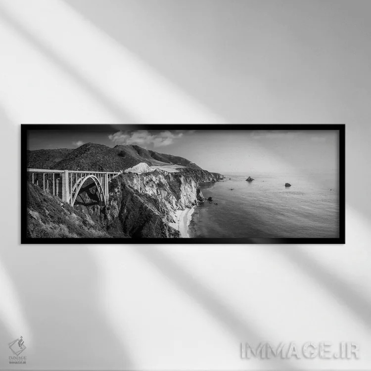 تابلو دکوراتیو پل بیکسبی تک رنگ اثر سوزانه کرمر - نمای قابدار مشکی
