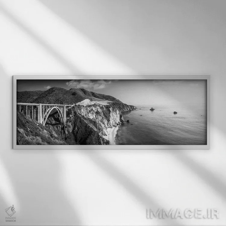 تابلو دکوراتیو پل بیکسبی تک رنگ اثر سوزانه کرمر - نمای قابدار سفید