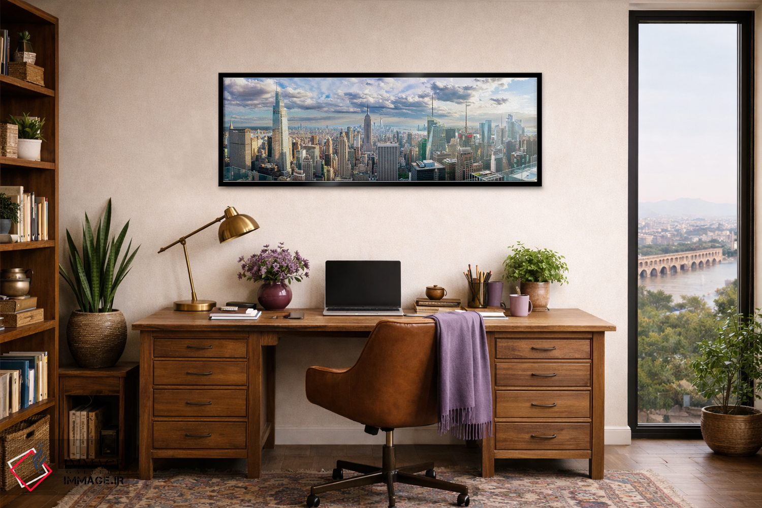 تابلو دکوراتیو پانورامای بزرگ ساختمان امپایر استیت اثر سوزانه کرمر - D4B