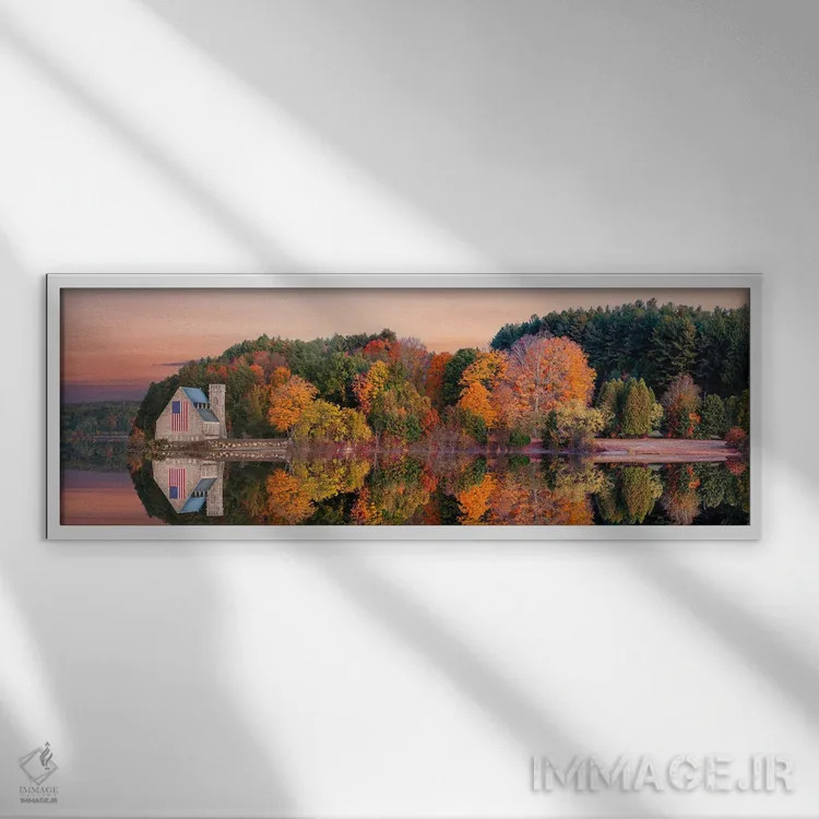 تابلو دکوراتیو کلیسای سنگی قدیمی ماساچوست اثر سوزانه کرمر - نمای قابدار سفید