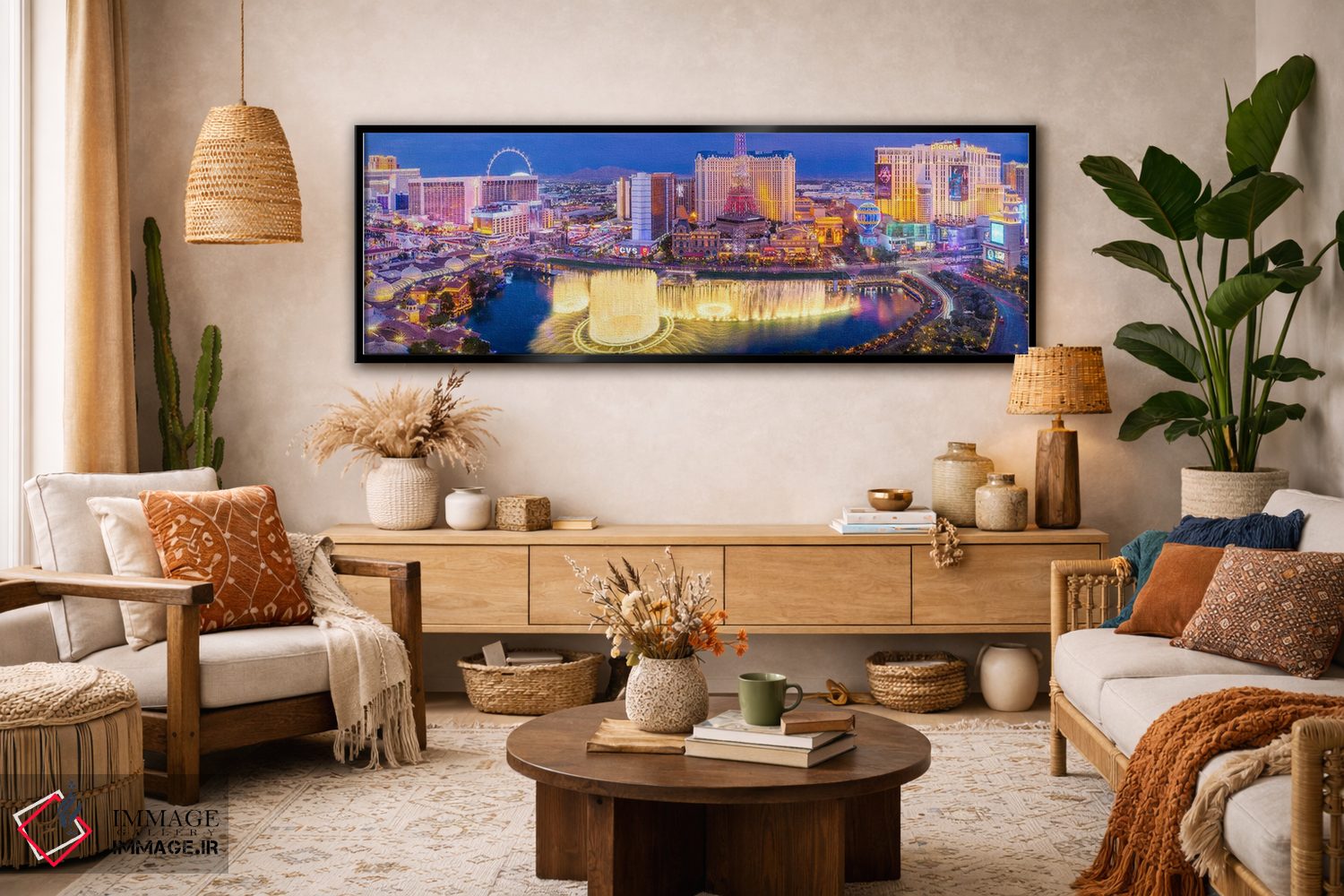 تابلو دکوراتیو نمای پانوراما شب لاس وگاس اثر سوزانه کرمر - D2B