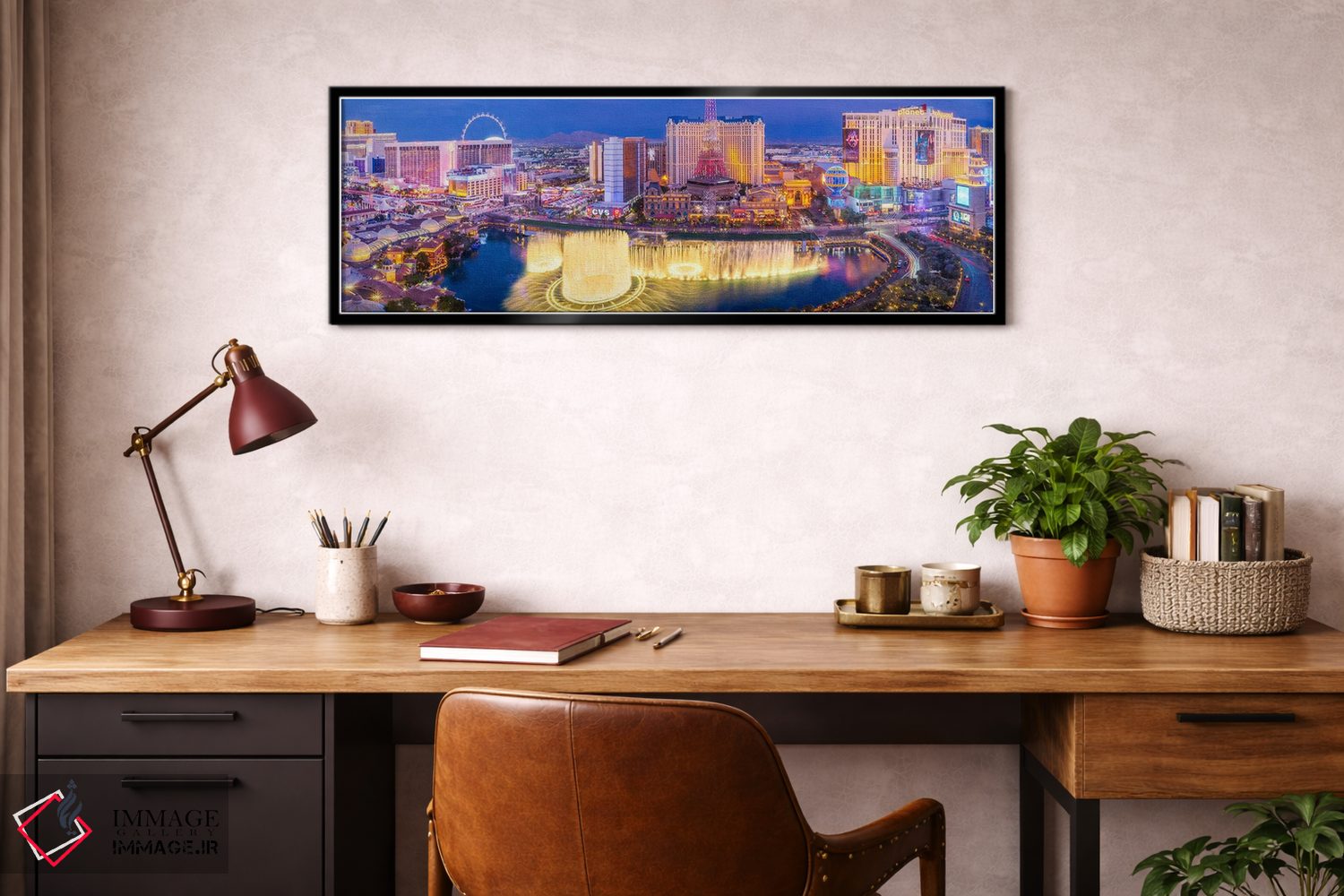 تابلو دکوراتیو نمای پانوراما شب لاس وگاس اثر سوزانه کرمر - D3B