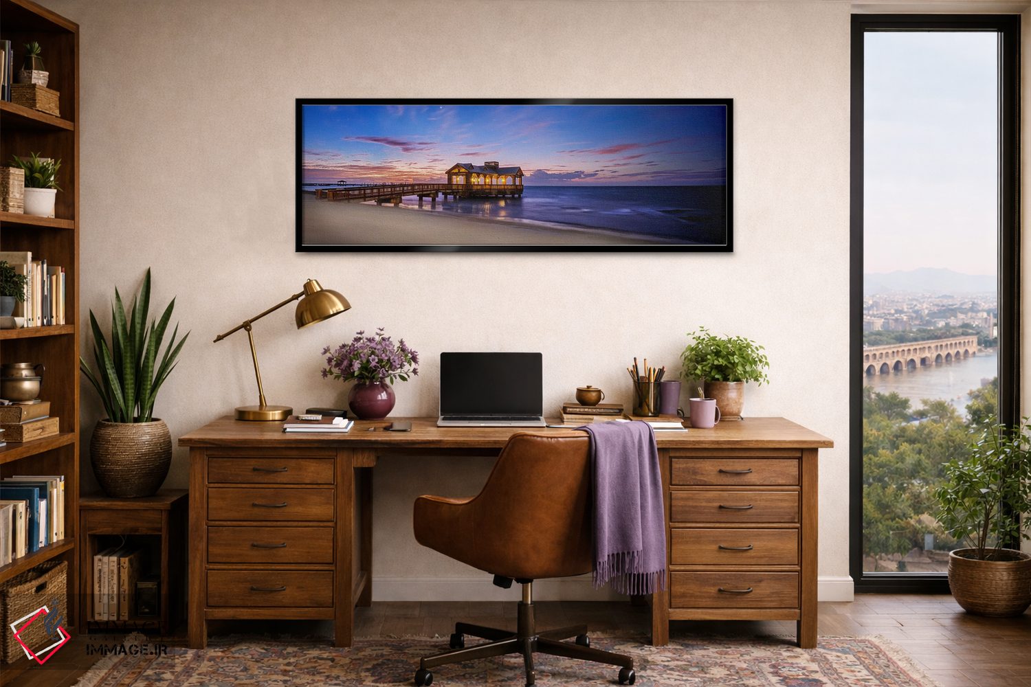 تابلو دکوراتیو اسکله ساعت آبی کی وست اثر سوزانه کرمر - D3B