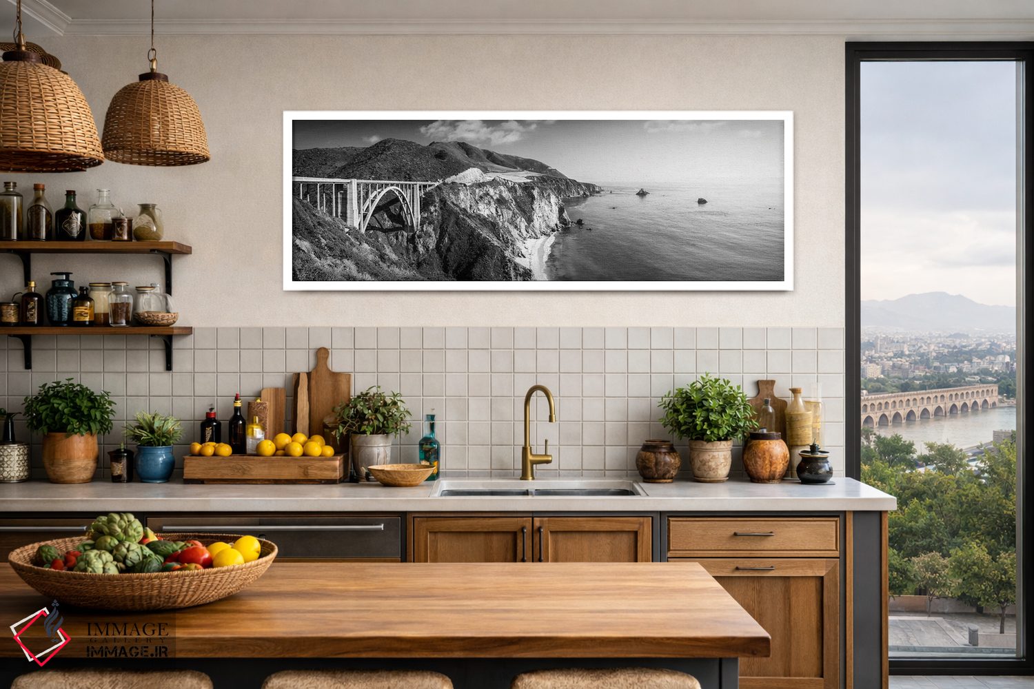 تابلو دکوراتیو پل بیکسبی تک رنگ اثر سوزانه کرمر - D4W