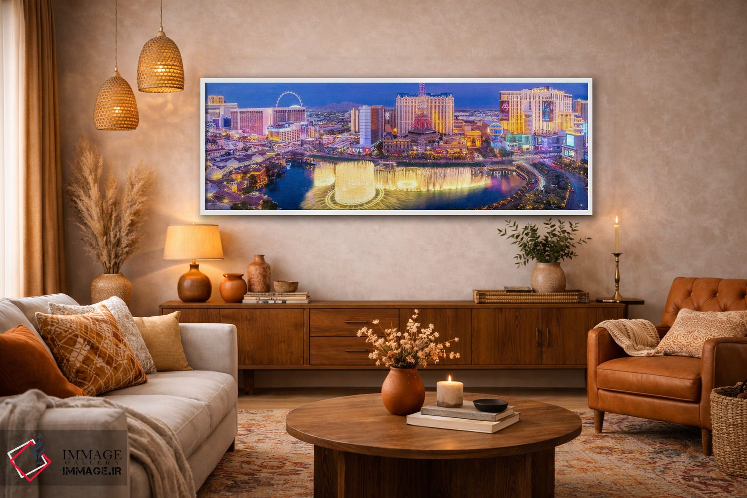 تابلو دکوراتیو نمای پانوراما شب لاس وگاس اثر سوزانه کرمر - D4W