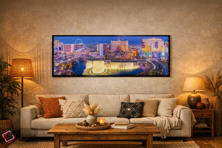 تابلو دکوراتیو نمای پانوراما شب لاس وگاس اثر سوزانه کرمر - D6B