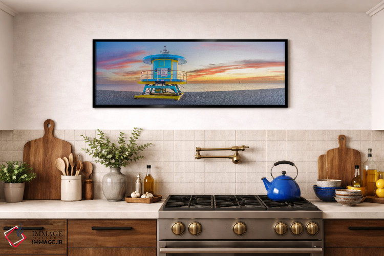 تابلو دکوراتیو طلوع آفتاب پانورامیک ساحل میامی اثر سوزانه کرمر - D1B