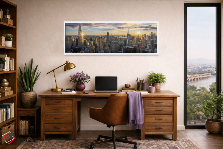تابلو دکوراتیو منظره پانورامای افق نیویورک در غروب اثر سوزانه کرمر - D1W