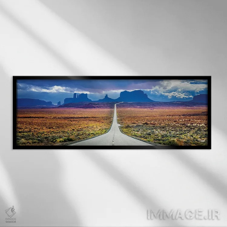 تابلو دکوراتیو جاده طوفانی به مونومنت ولی اثر سوزانه کرمر - نمای قابدار مشکی