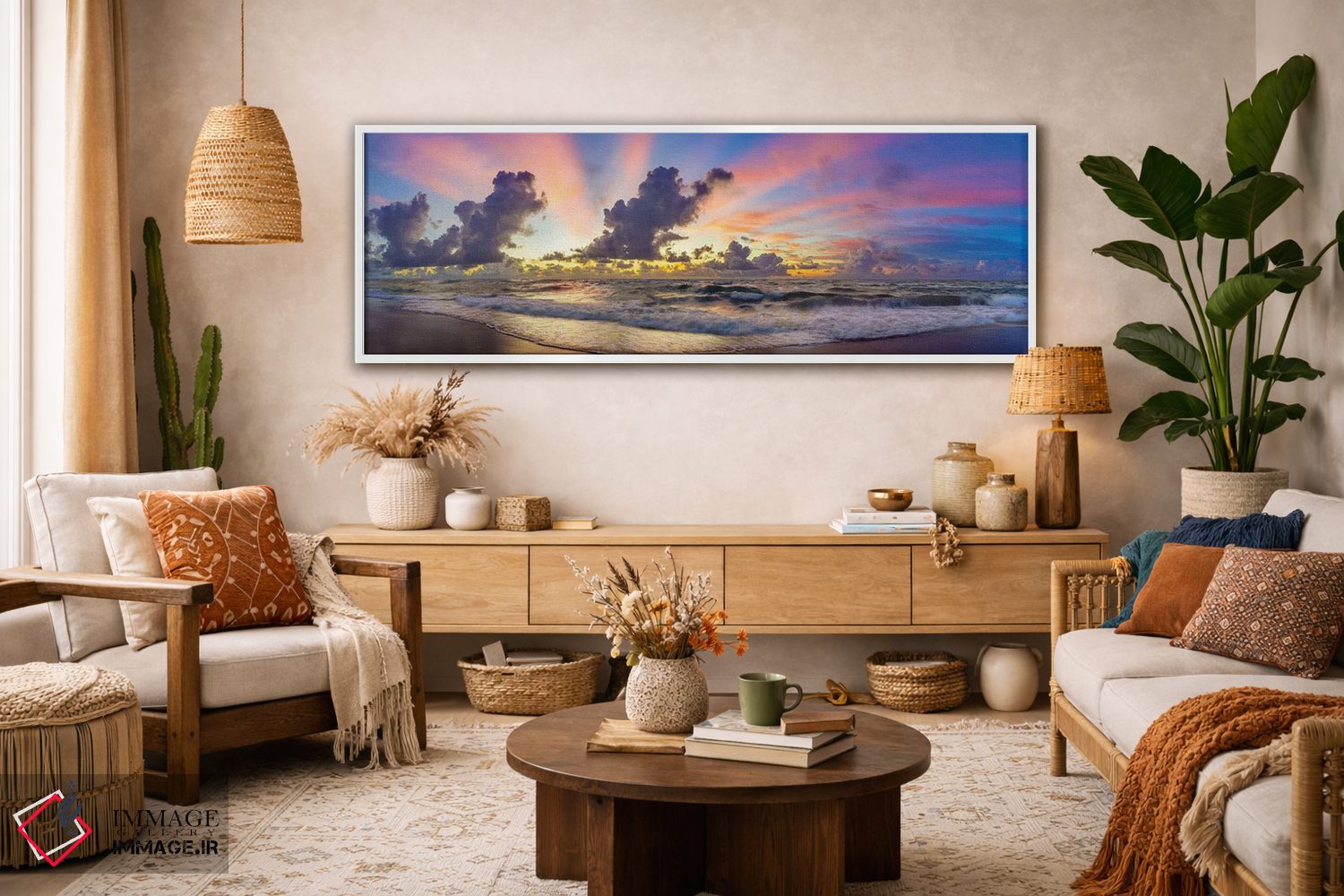 تابلو دکوراتیو Florida Beach Panoramic,رنگ های پیش از طلوع، نمای پانورامیک… اثر سوزانه کرمر - D1W