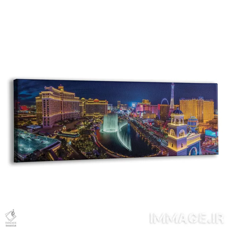 تابلو دکوراتیو نمای نوار نئونی لاس وگاس در شب اثر سوزانه کرمر - نمای پرسپکتیو محصول