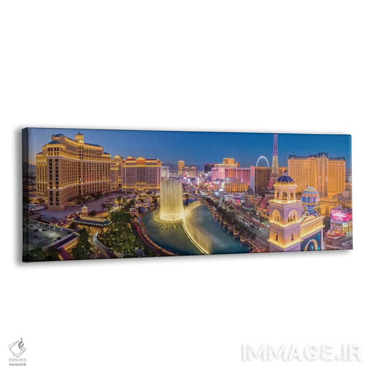 تابلو دکوراتیو فواره های رقصان لاس وگاس در شب اثر سوزانه کرمر - نمای پرسپکتیو محصول