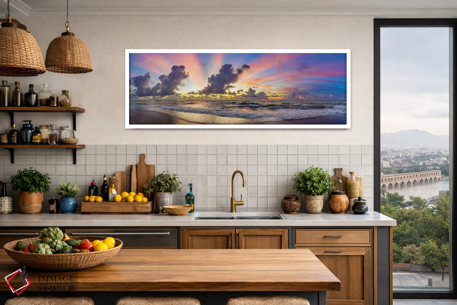 تابلو دکوراتیو Florida Beach Panoramic,رنگ های پیش از طلوع، نمای پانورامیک… اثر سوزانه کرمر - D2W