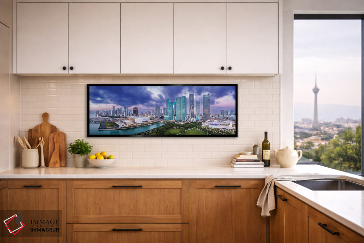 تابلو دکوراتیو نمای پانورامای هوایی اسکای لاین مرکز شهر میامی اثر سوزانه کرمر - D5B