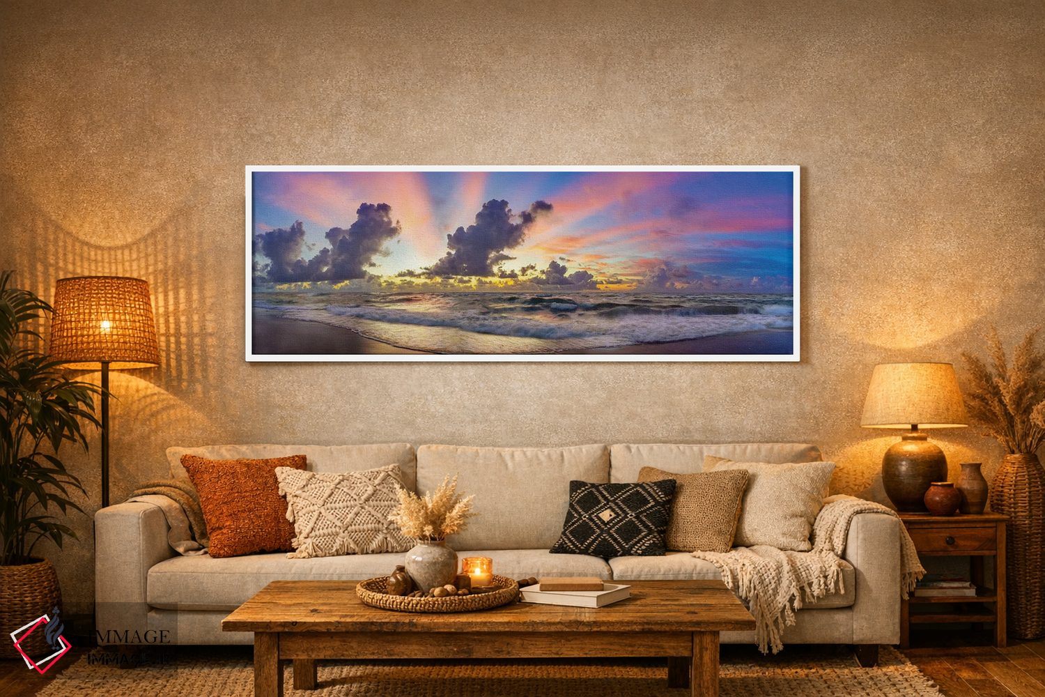 تابلو دکوراتیو Florida Beach Panoramic,رنگ های پیش از طلوع، نمای پانورامیک… اثر سوزانه کرمر - D5W