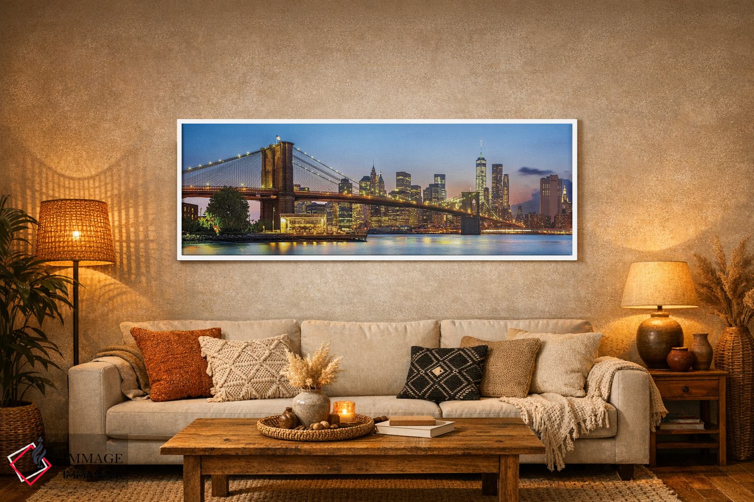 تابلو دکوراتیو خط افق منهتن و پل بروکلین در نیویورک اثر سوزانه کرمر - D6W