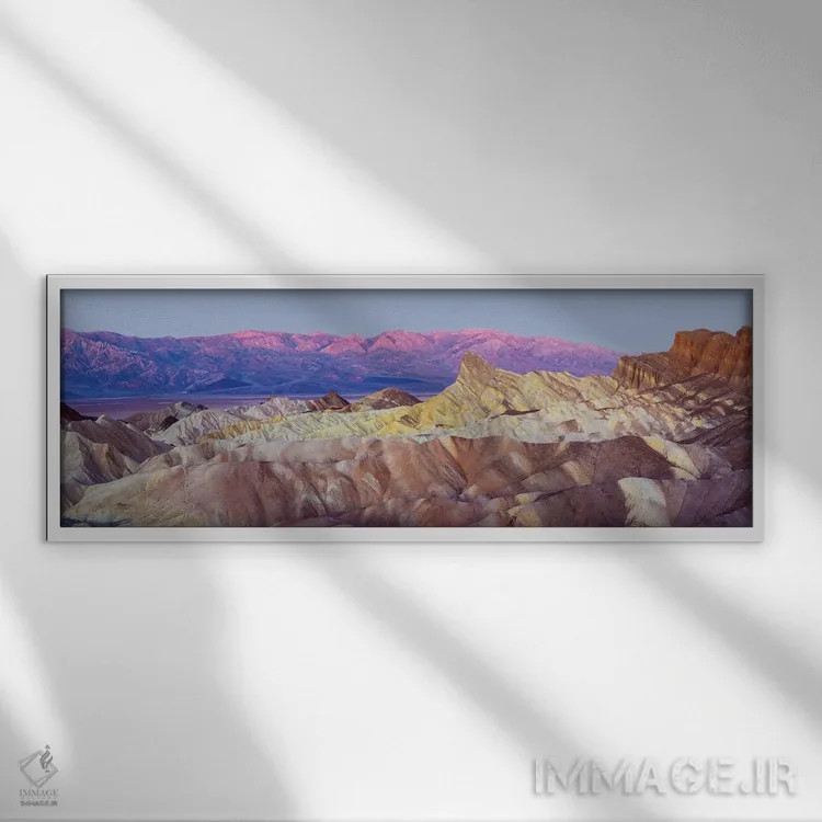تابلو دکوراتیو Death Valley,منظره پانورامای زابریسکی پوینت در طلوع آفتاب… اثر سوزانه کرمر - نمای قابدار سفید