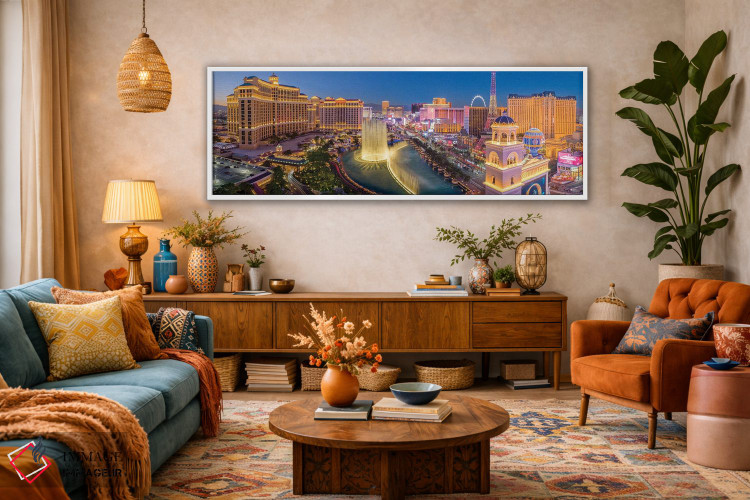 تابلو دکوراتیو فواره های رقصان لاس وگاس در شب اثر سوزانه کرمر - D2W