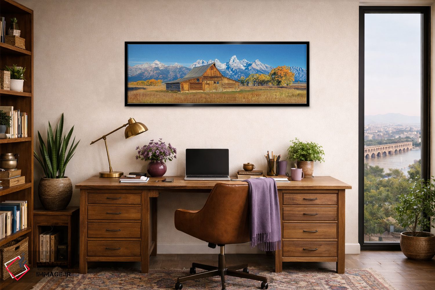 تابلو دکوراتیو پانورامای گرند تتون در پاییز اثر سوزانه کرمر - D3B