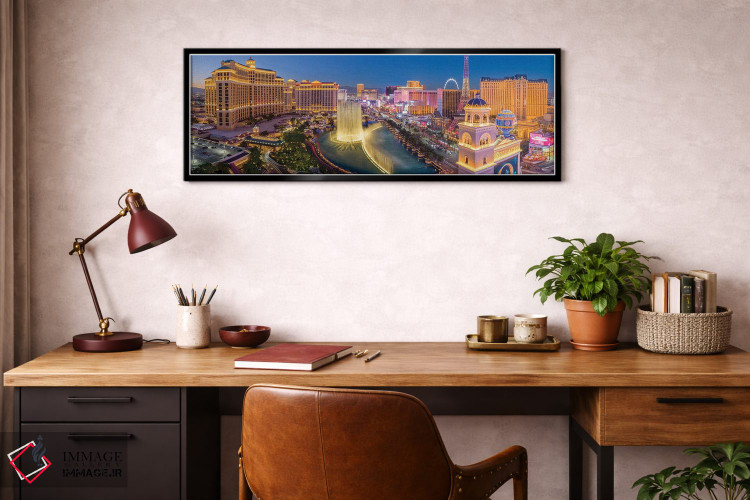 تابلو دکوراتیو فواره های رقصان لاس وگاس در شب اثر سوزانه کرمر - D4B