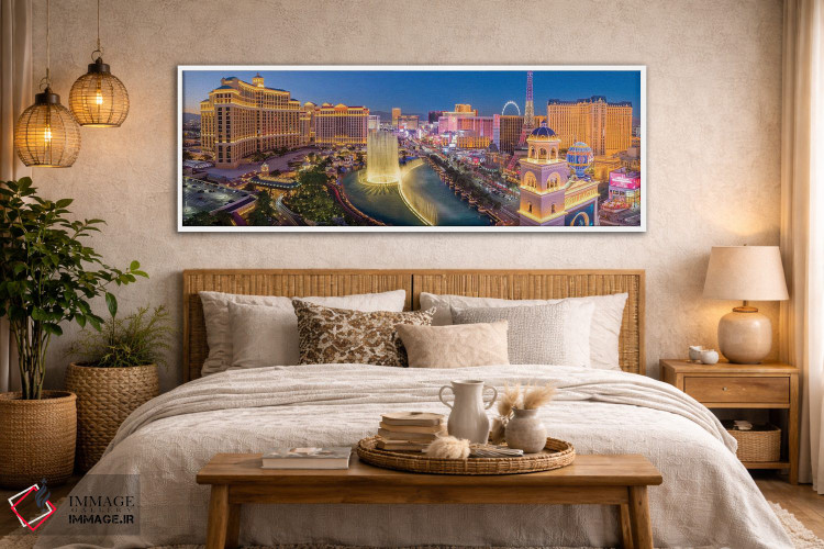 تابلو دکوراتیو فواره های رقصان لاس وگاس در شب اثر سوزانه کرمر - D5W