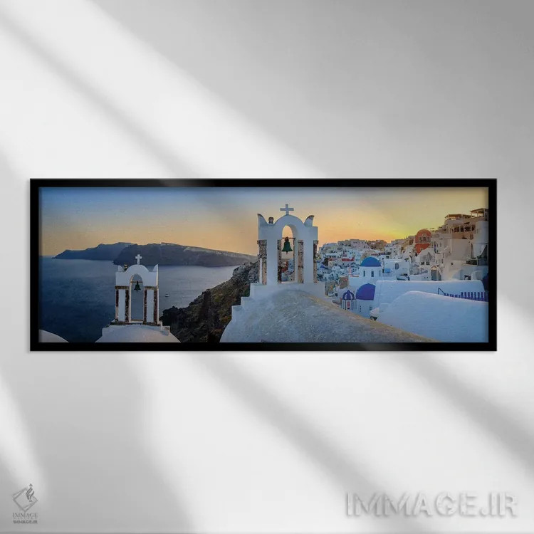 تابلو دکوراتیو Oia Santorini, Greece,درخشش، اویا سانتورینی، یونان اثر سوزانه کرمر - نمای قابدار مشکی