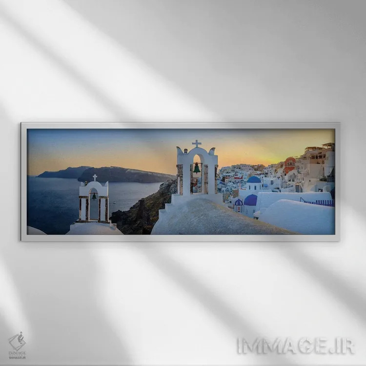 تابلو دکوراتیو Oia Santorini, Greece,درخشش، اویا سانتورینی، یونان اثر سوزانه کرمر - نمای قابدار سفید