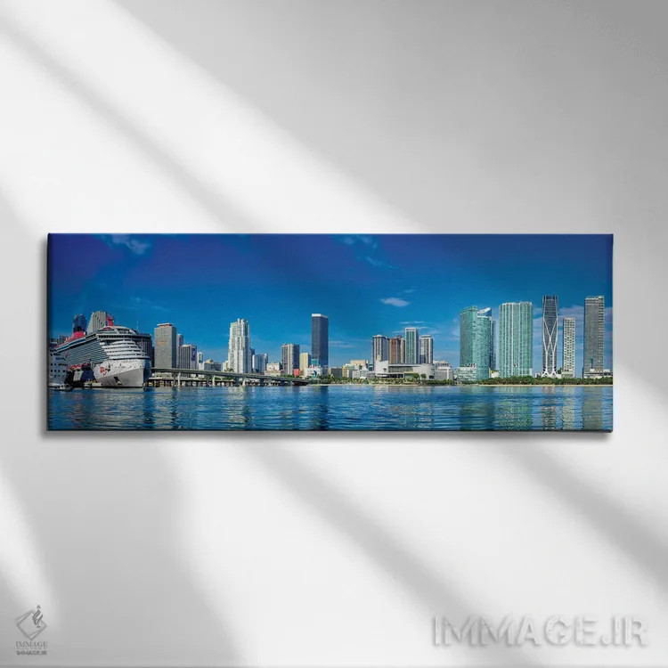 تابلو دکوراتیو نمای پانورامای مرکز شهر میامی اثر سوزانه کرمر - نمای روبهرو روی دیوار